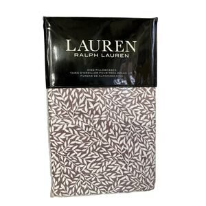 NEW Lauren Ralph Lauren Spencer Leaf Sateen King Two Pillowcases 100% Cotton